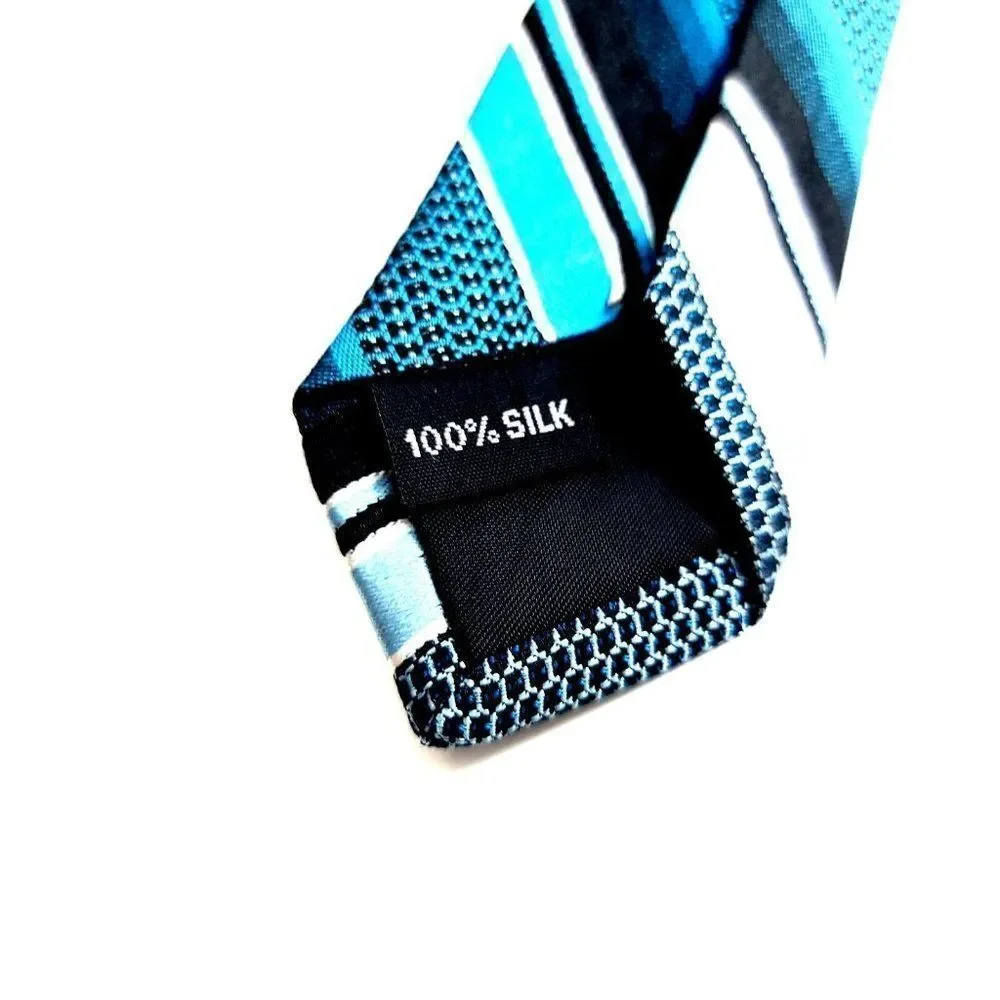 Arrow Woven‎ Teal White Gray Black Striped Silk Tie